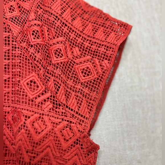 MAEVE / Anthropology Prima Burnt Orange Bohemian Lace Scarf Hem Dress - Picture 12 of 15